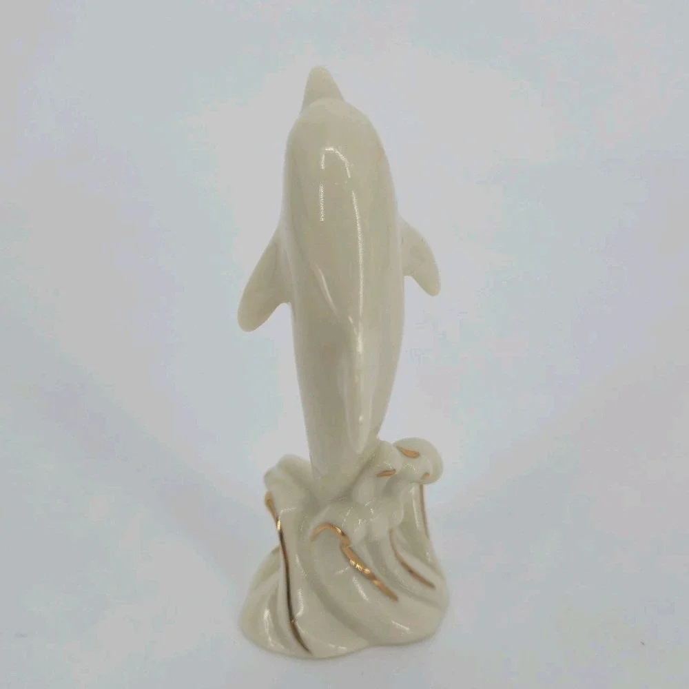 Lenox Dolphin Figurine Ivory Porcelain 24K Gold Accents 4